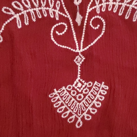 Francesca's Burgundy Embroidered Top - Picture 7 of 7
